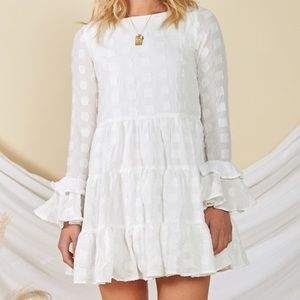 White long sleeve ruffle dress